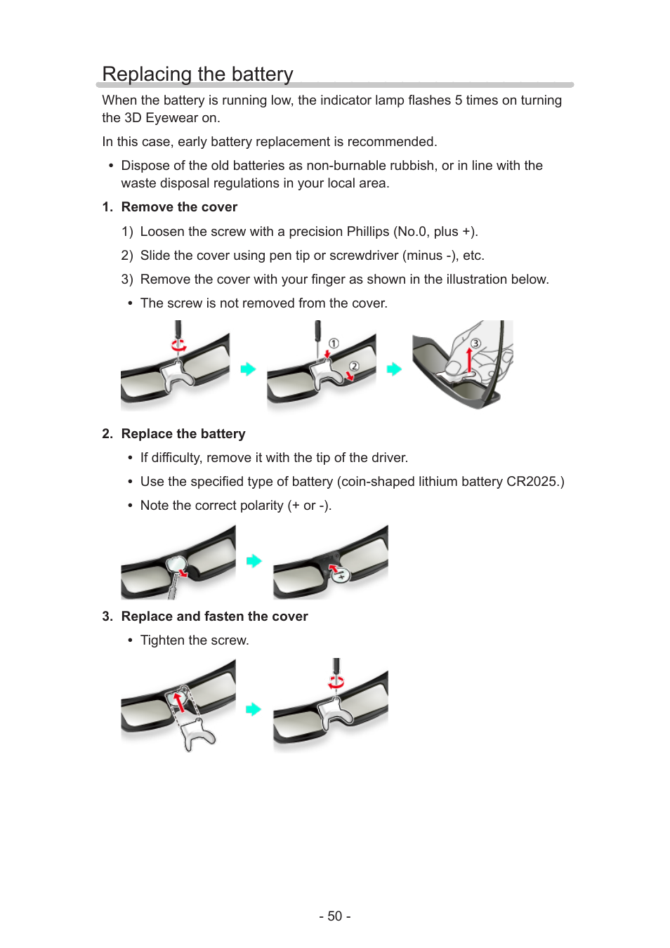 Replacing the battery | Panasonic TC-58AX800U User Manual | Page 50 / 209