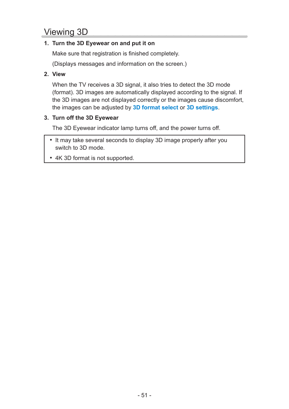 Viewing 3d | Panasonic TC-58AX800U User Manual | Page 51 / 209
