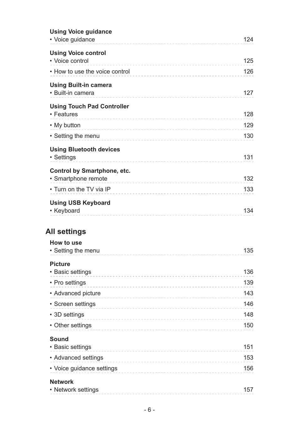 All settings | Panasonic TC-58AX800U User Manual | Page 6 / 209