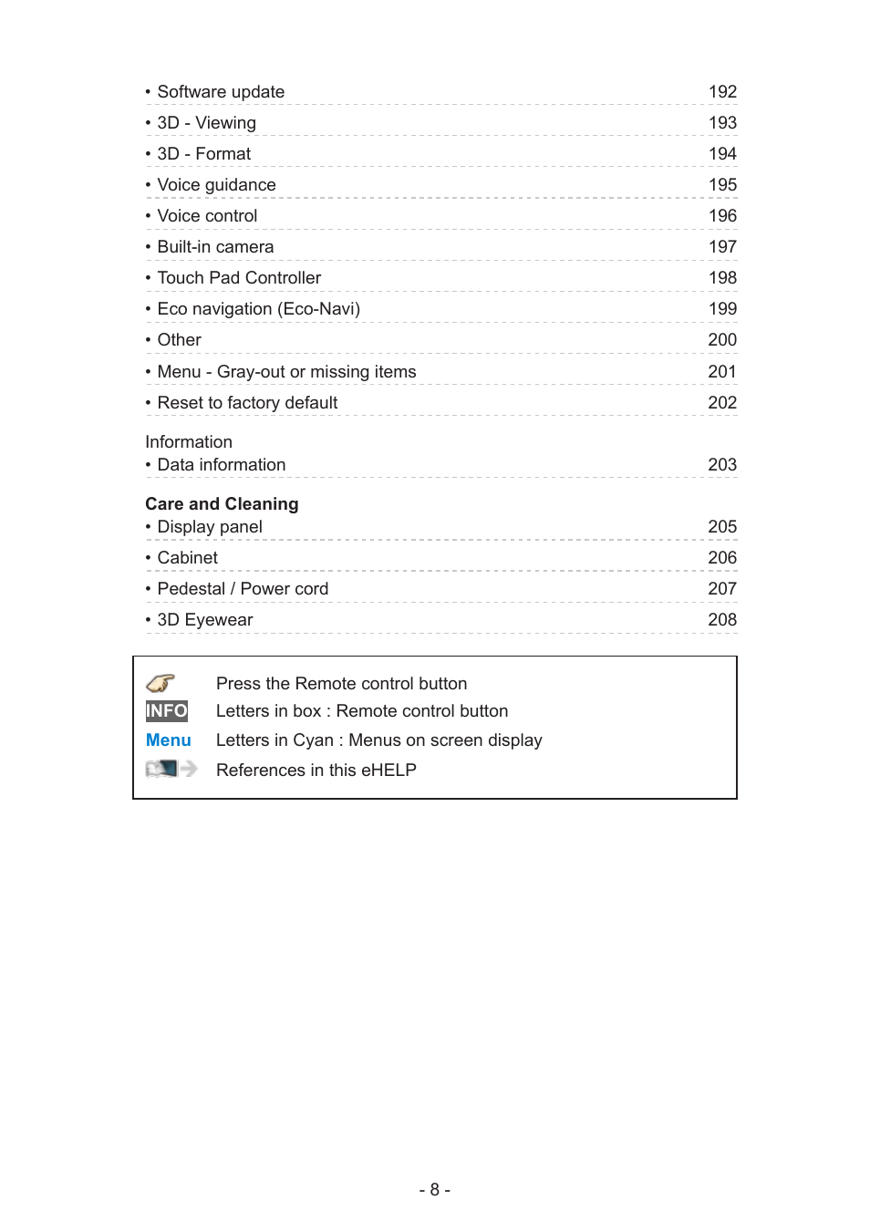 Panasonic TC-58AX800U User Manual | Page 8 / 209