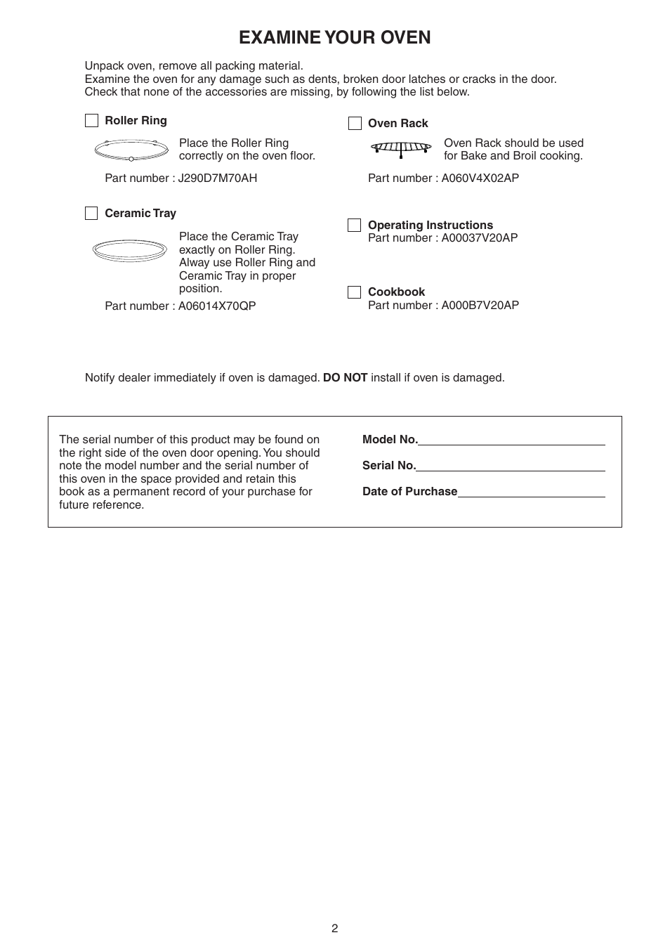 Examine your oven | Panasonic NN-CD989S User Manual | Page 2 / 30