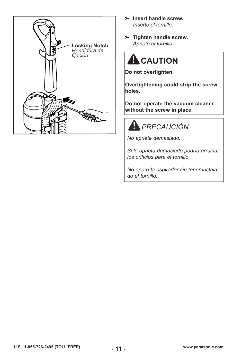 Caution, Precaución | Panasonic MC-UL429 User Manual | Page 11 / 48