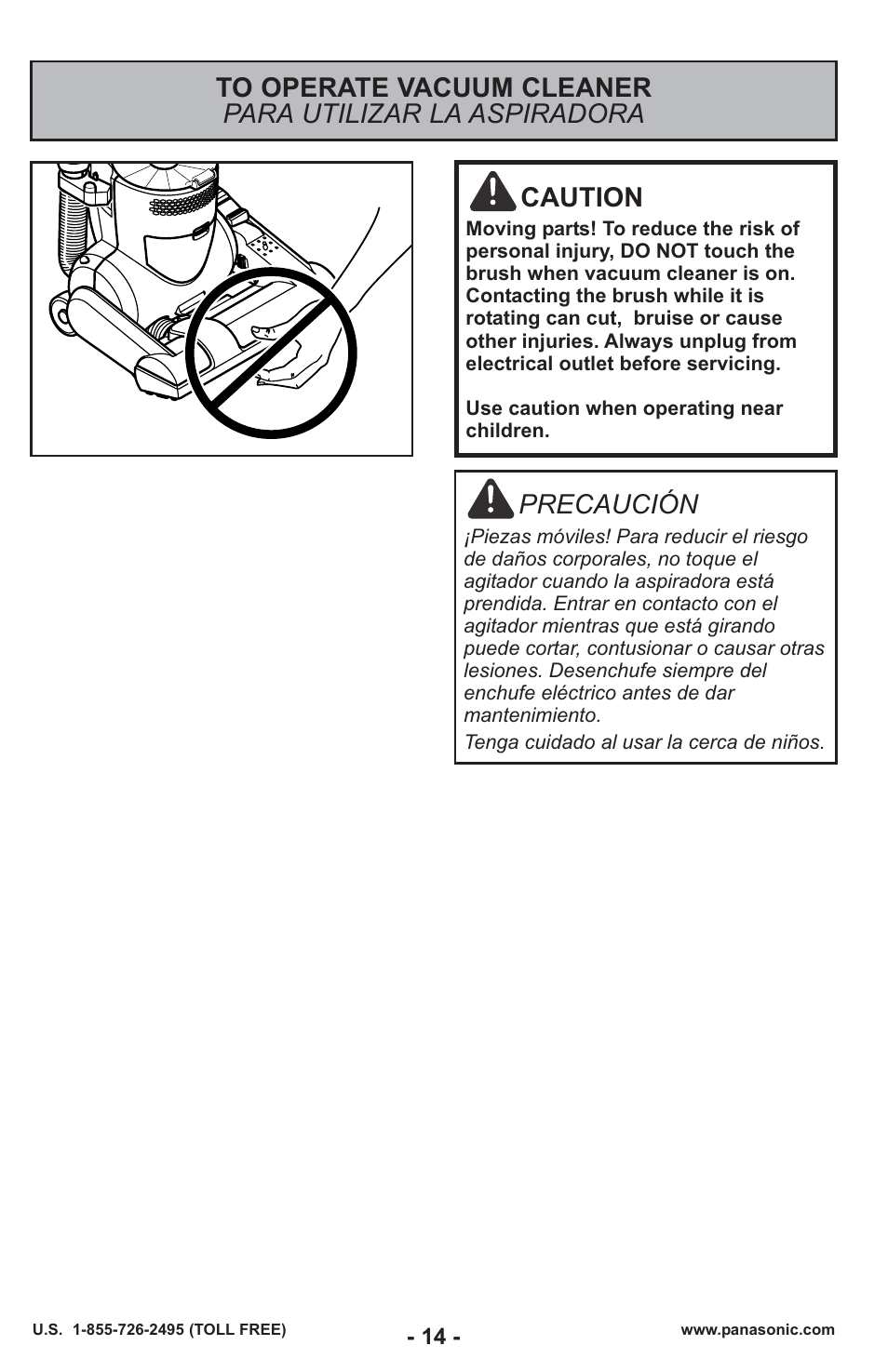 Precaución | Panasonic MC-UL429 User Manual | Page 14 / 48