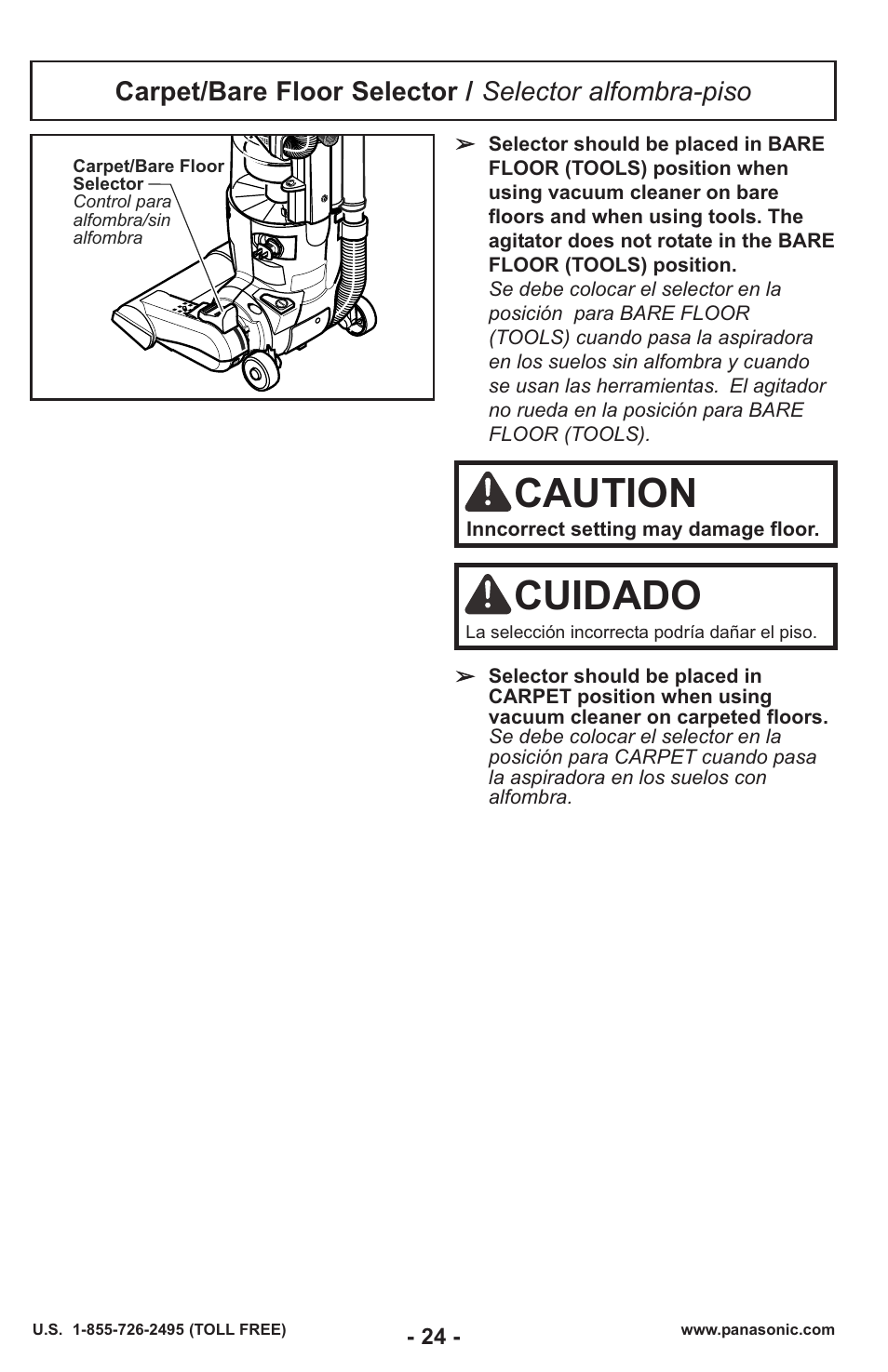 Replacing belt / remplazo de la correa, Caution, Cuidado | Panasonic MC-UL429 User Manual | Page 24 / 48