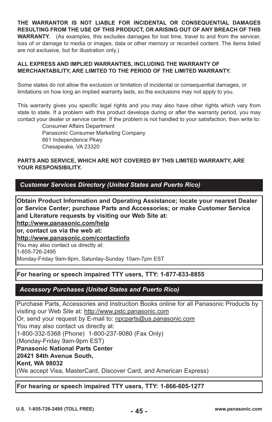 Panasonic MC-UL429 User Manual | Page 45 / 48