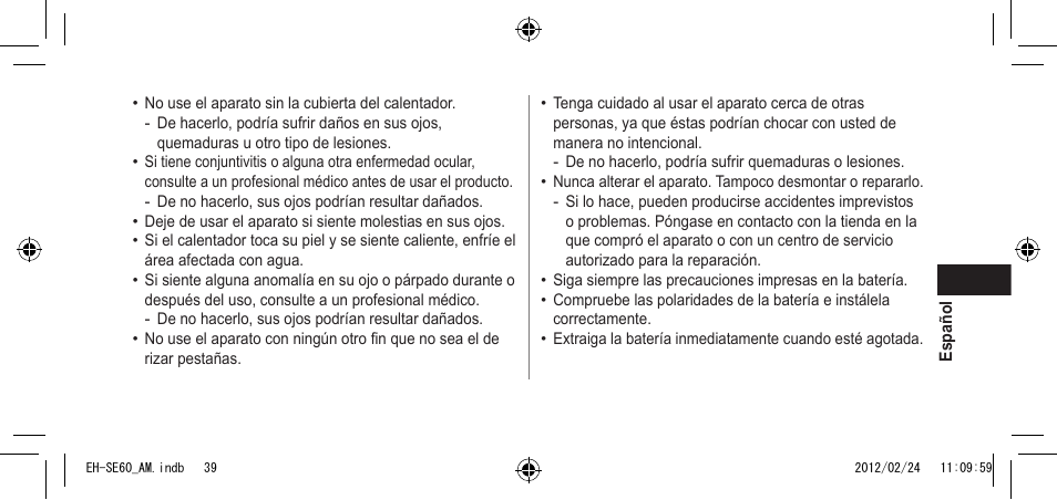 Panasonic EH-SE60VP User Manual | Page 39 / 74