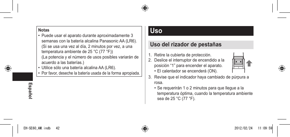 Usodelrizadordepestañas | Panasonic EH-SE60VP User Manual | Page 42 / 74