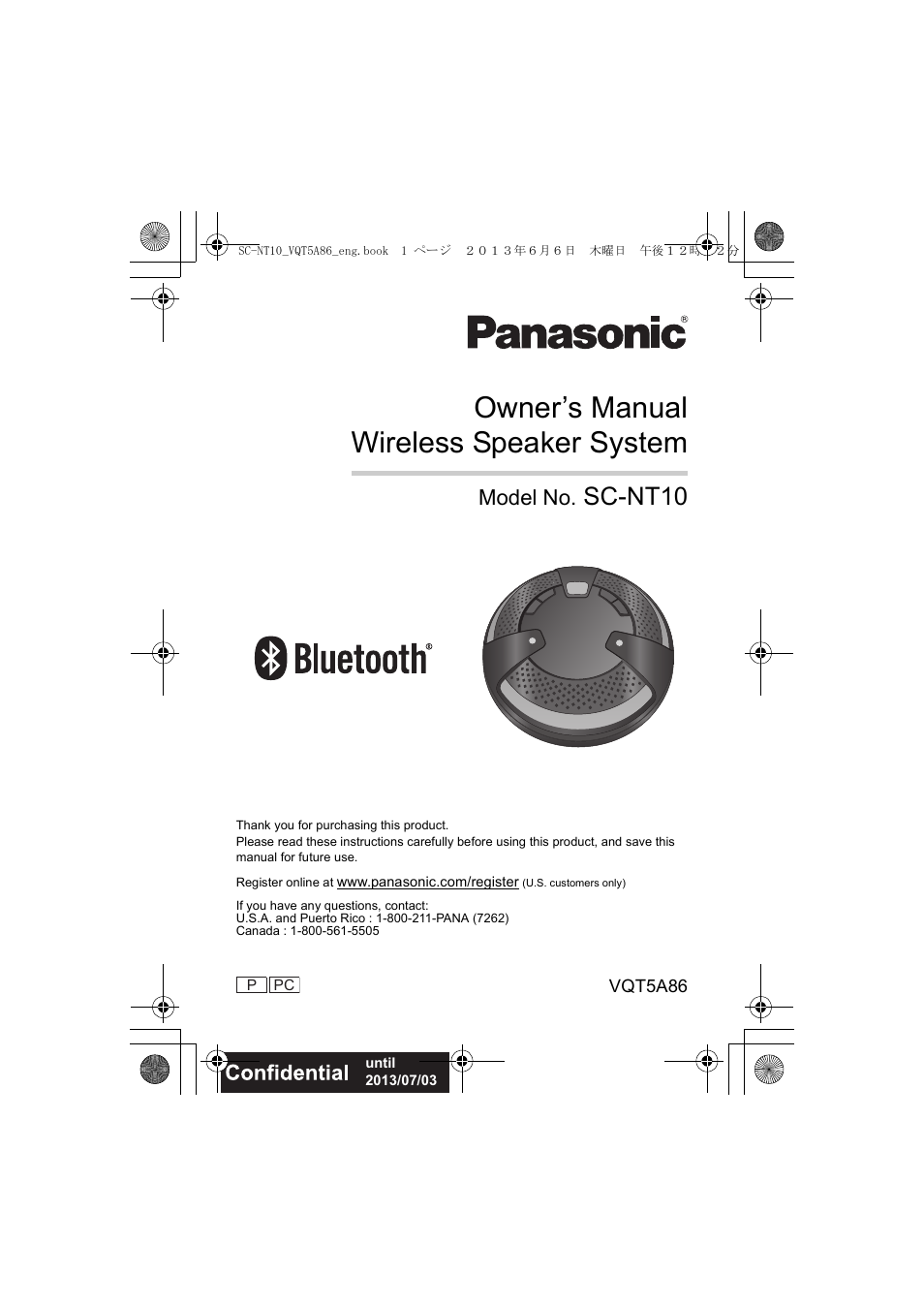 Panasonic SC-NT10D User Manual | 20 pages