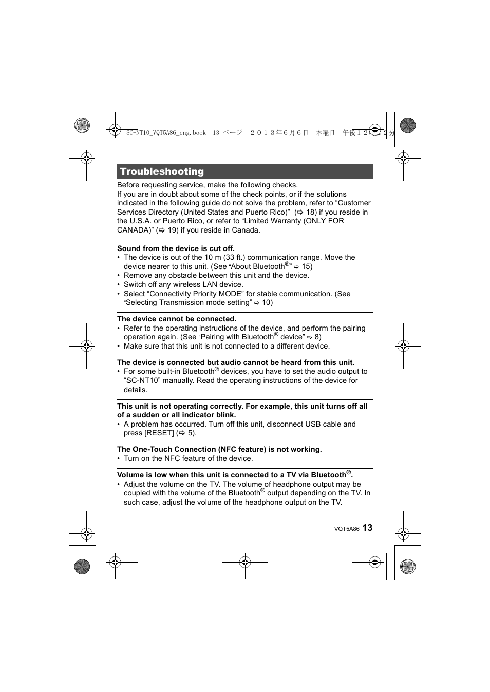 Troubleshooting | Panasonic SC-NT10D User Manual | Page 13 / 20