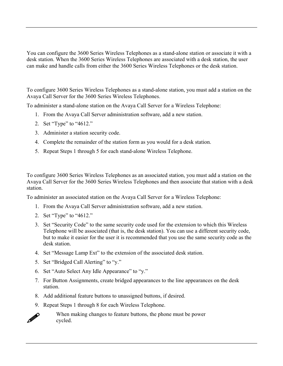 Avaya call server configuration, 1 configuring a standalone station, 2 configuring an associated station | Avaya call server configuration 17, Configuring a standalone station 17, Configuring an associated station 17 | Avaya 3600 User Manual | Page 17 / 64