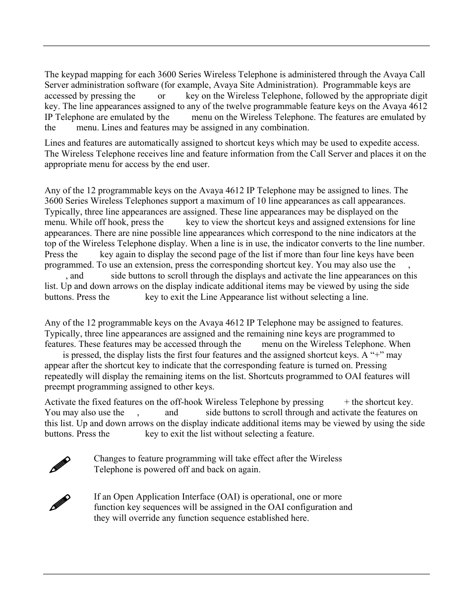 2 function assignment, Line appearances, Feature list | Function assignment 38 | Avaya 3600 User Manual | Page 38 / 64