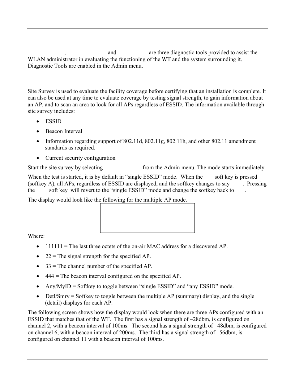 Diagnostic tools, 1 run site survey, Diagnostic tools 41 | Run site survey 41, Pressing the | Avaya 3600 User Manual | Page 41 / 64