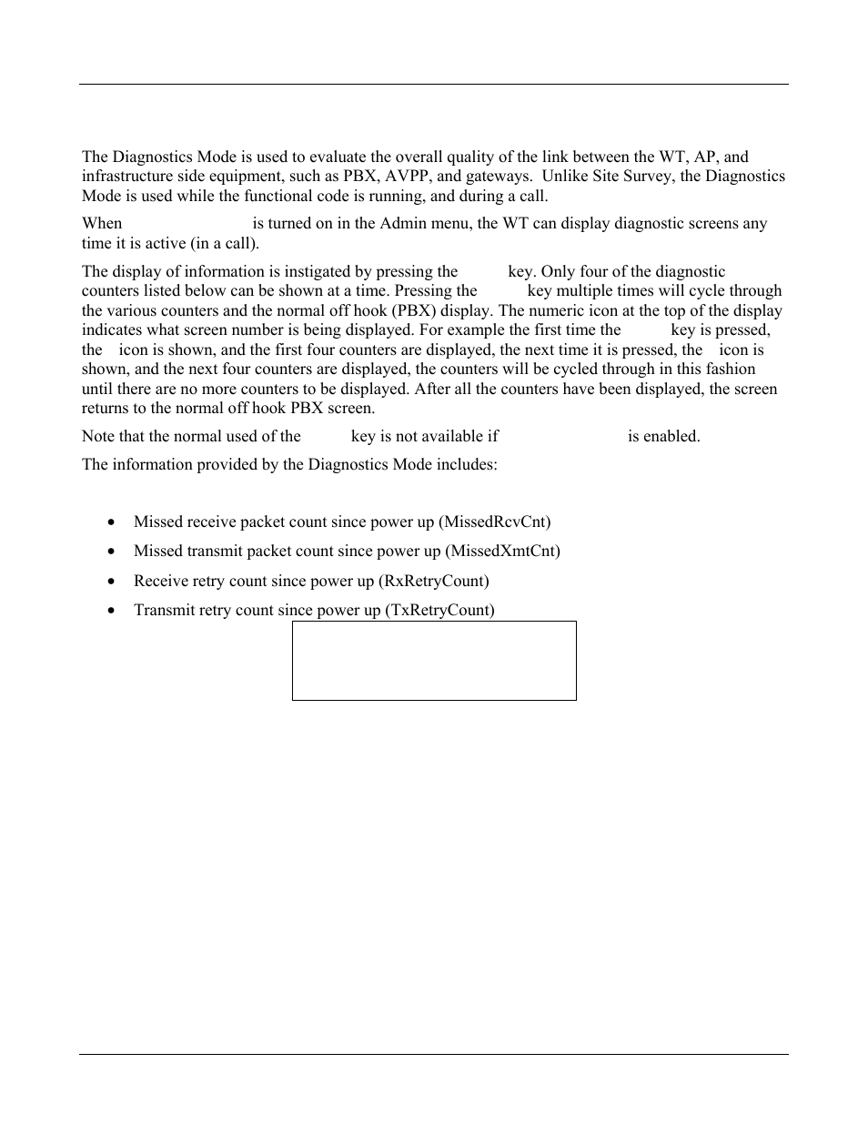 Diagnostics mode, Screen 1, Diagnostics mode 44 | Key is pressed, the, Key is not available if | Avaya 3600 User Manual | Page 44 / 64