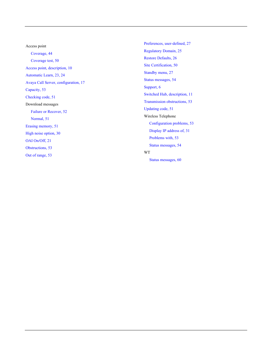 Index | Avaya 3600 User Manual | Page 64 / 64