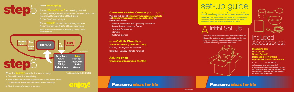 Panasonic SR-DE103 User Manual | 2 pages