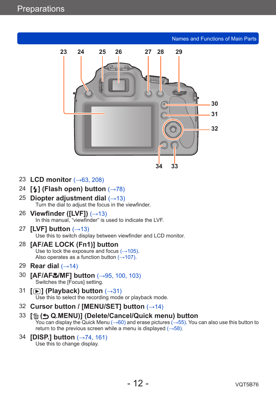 Preparations | Panasonic DMC-FZ70K User Manual | Page 12 / 226