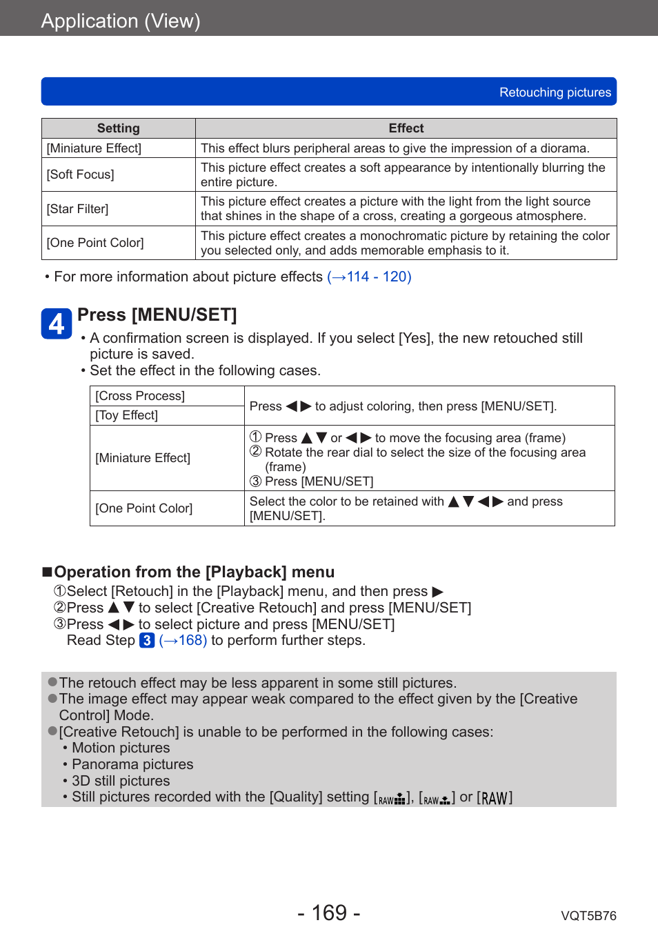 Application (view), Press [menu/set | Panasonic DMC-FZ70K User Manual | Page 169 / 226