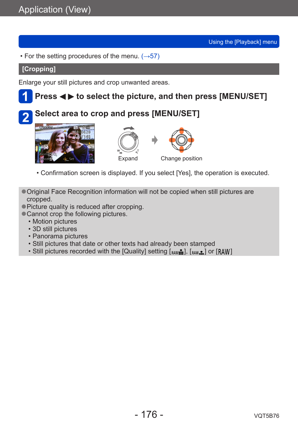 Cropping, Application (view) | Panasonic DMC-FZ70K User Manual | Page 176 / 226