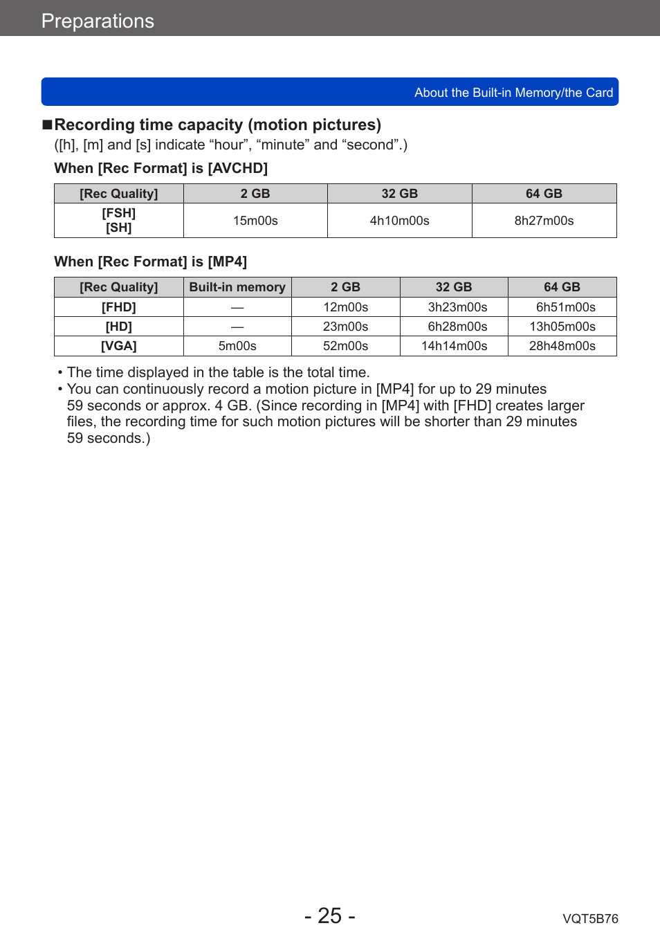 Preparations | Panasonic DMC-FZ70K User Manual | Page 25 / 226