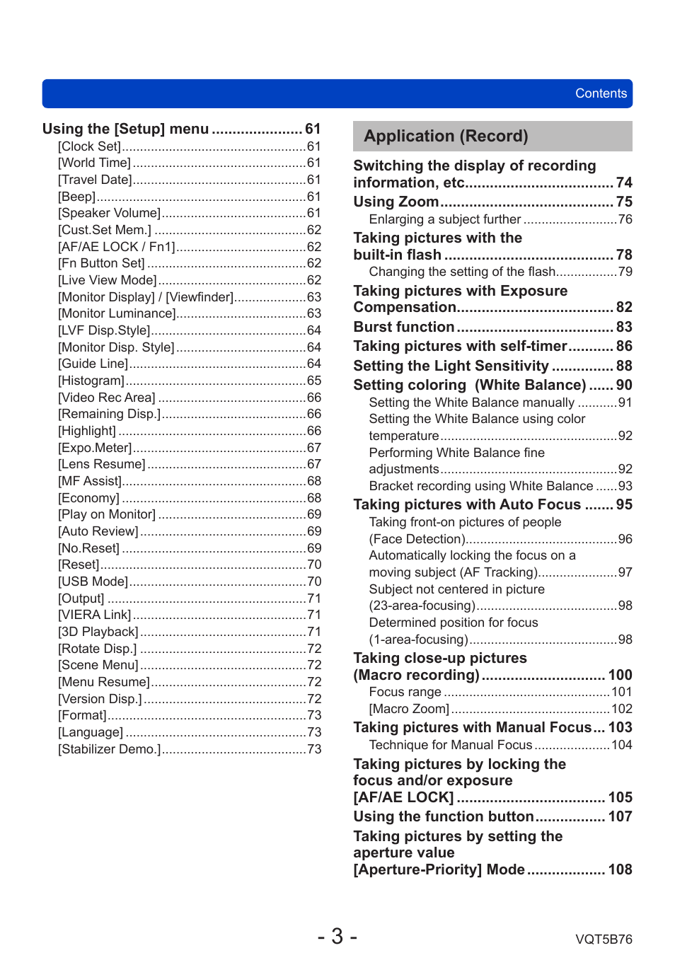 Application (record) | Panasonic DMC-FZ70K User Manual | Page 3 / 226
