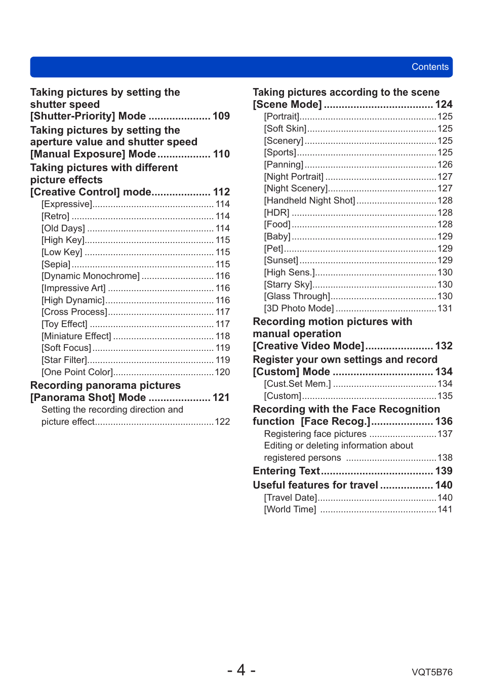 Panasonic DMC-FZ70K User Manual | Page 4 / 226