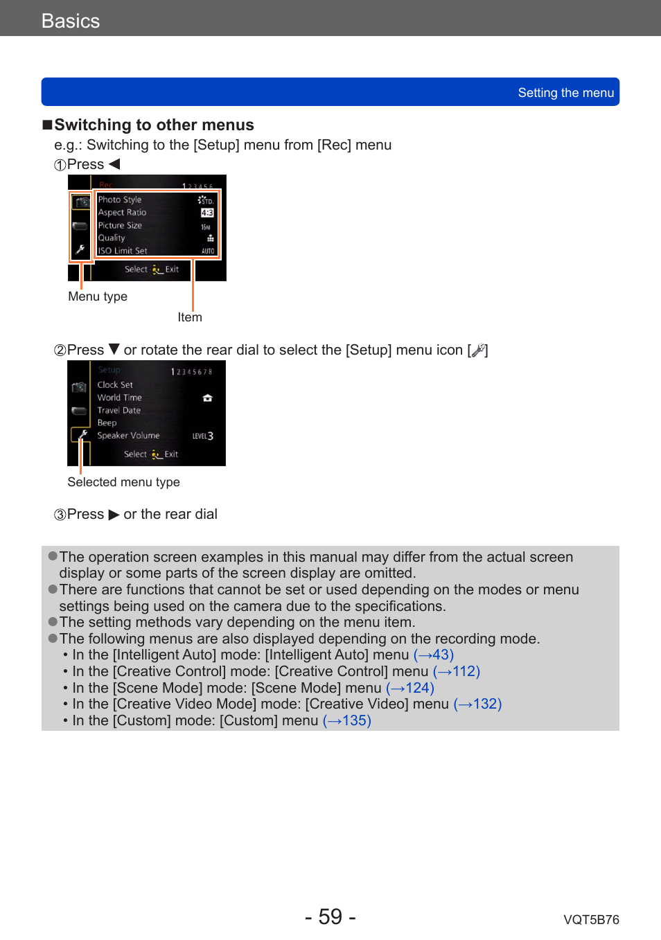 Basics | Panasonic DMC-FZ70K User Manual | Page 59 / 226