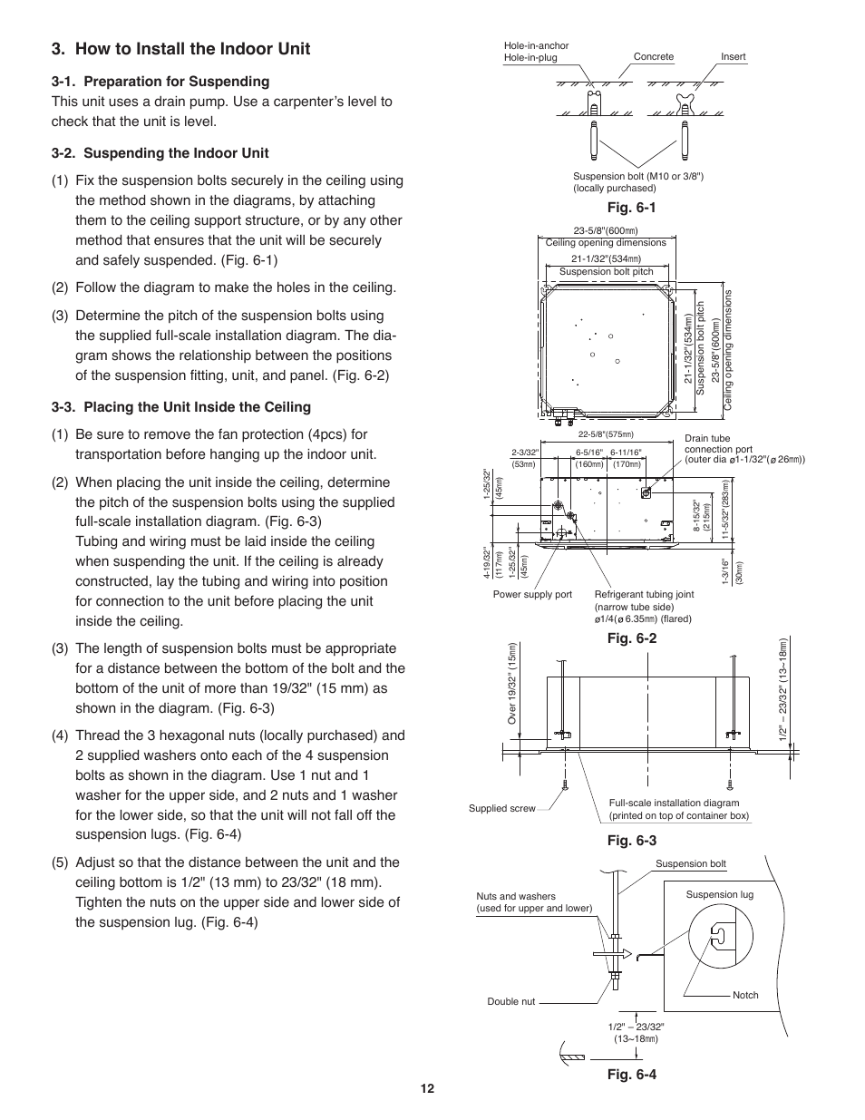 How to install the indoor unit, Fig. 6-1 | Panasonic KS18NB4UA User Manual | Page 13 / 30