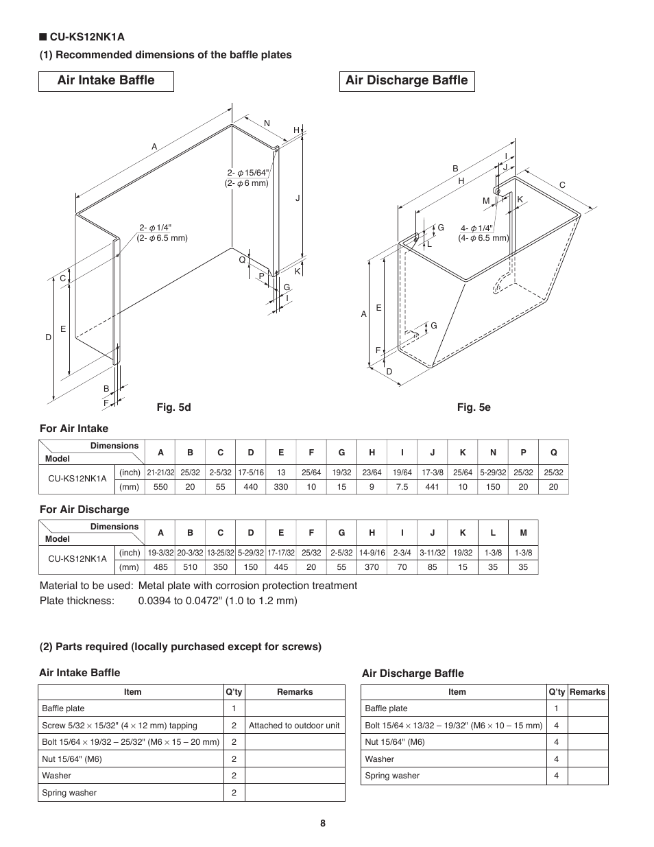 Air intake baffle air discharge baffle | Panasonic KS18NB4UA User Manual | Page 9 / 30