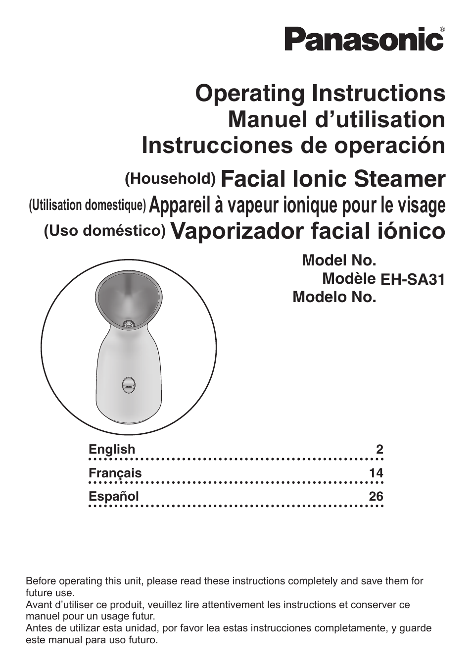 Panasonic EH-SA31VP User Manual | 40 pages