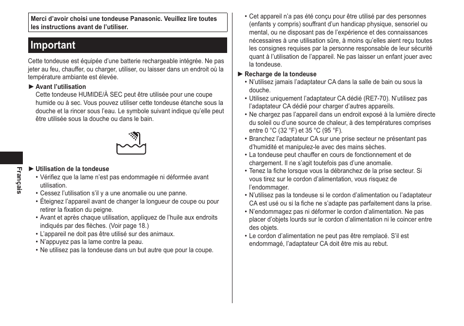 Important | Panasonic ER-GB40-S User Manual | Page 12 / 32