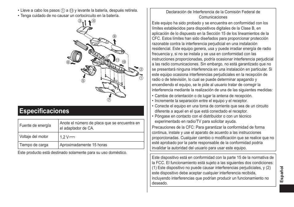Especificaciones | Panasonic ER-GB40-S User Manual | Page 29 / 32