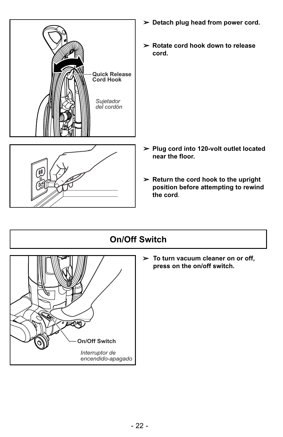On/off switch | Panasonic MC-UG323 User Manual | Page 22 / 60