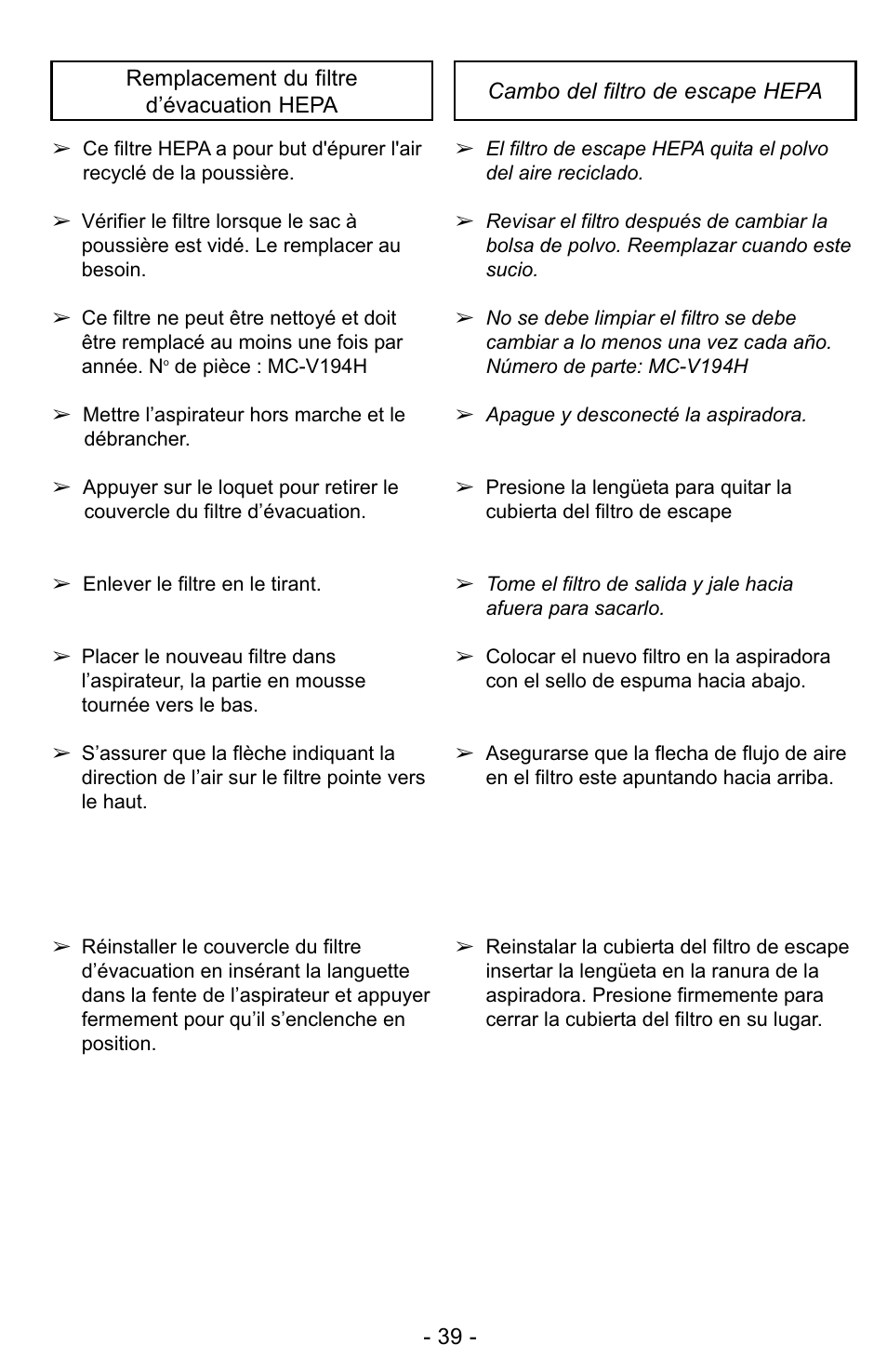Panasonic MC-UG323 User Manual | Page 39 / 60