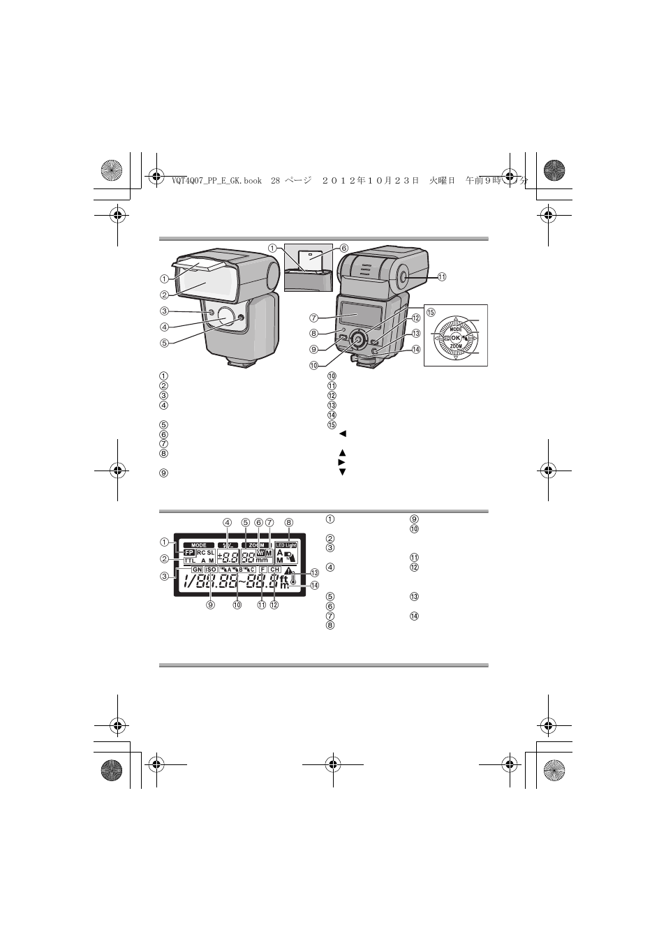 Panneau de commande déclenchement continu, Noms des composants | Panasonic DMW-FL360L User Manual | Page 28 / 165