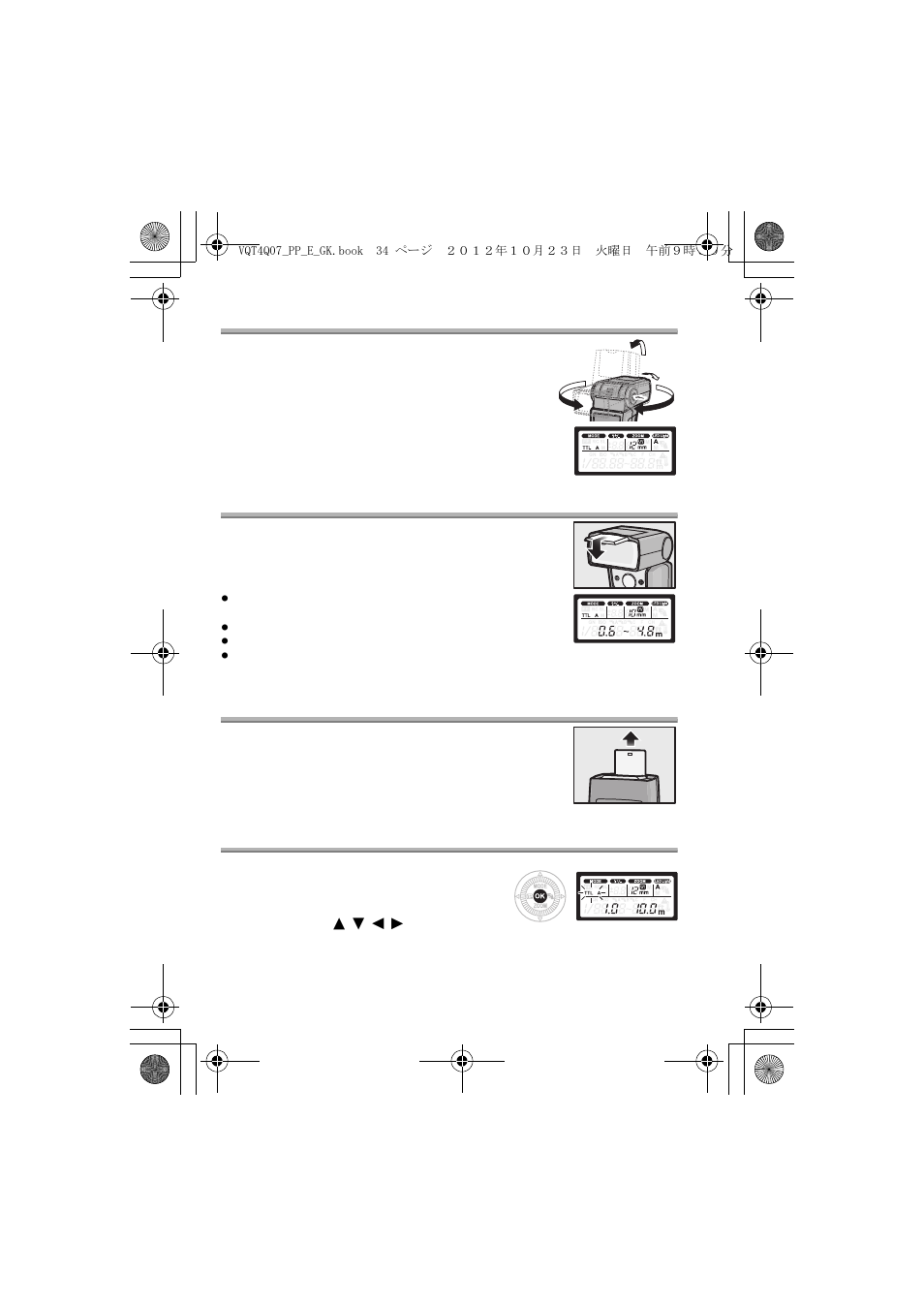 Réglage de l’angle de rayonnement, Utilisation du diffuseur à grand-angulaire, Utilisation de la plaque reflet | Autres paramétrages | Panasonic DMW-FL360L User Manual | Page 34 / 165
