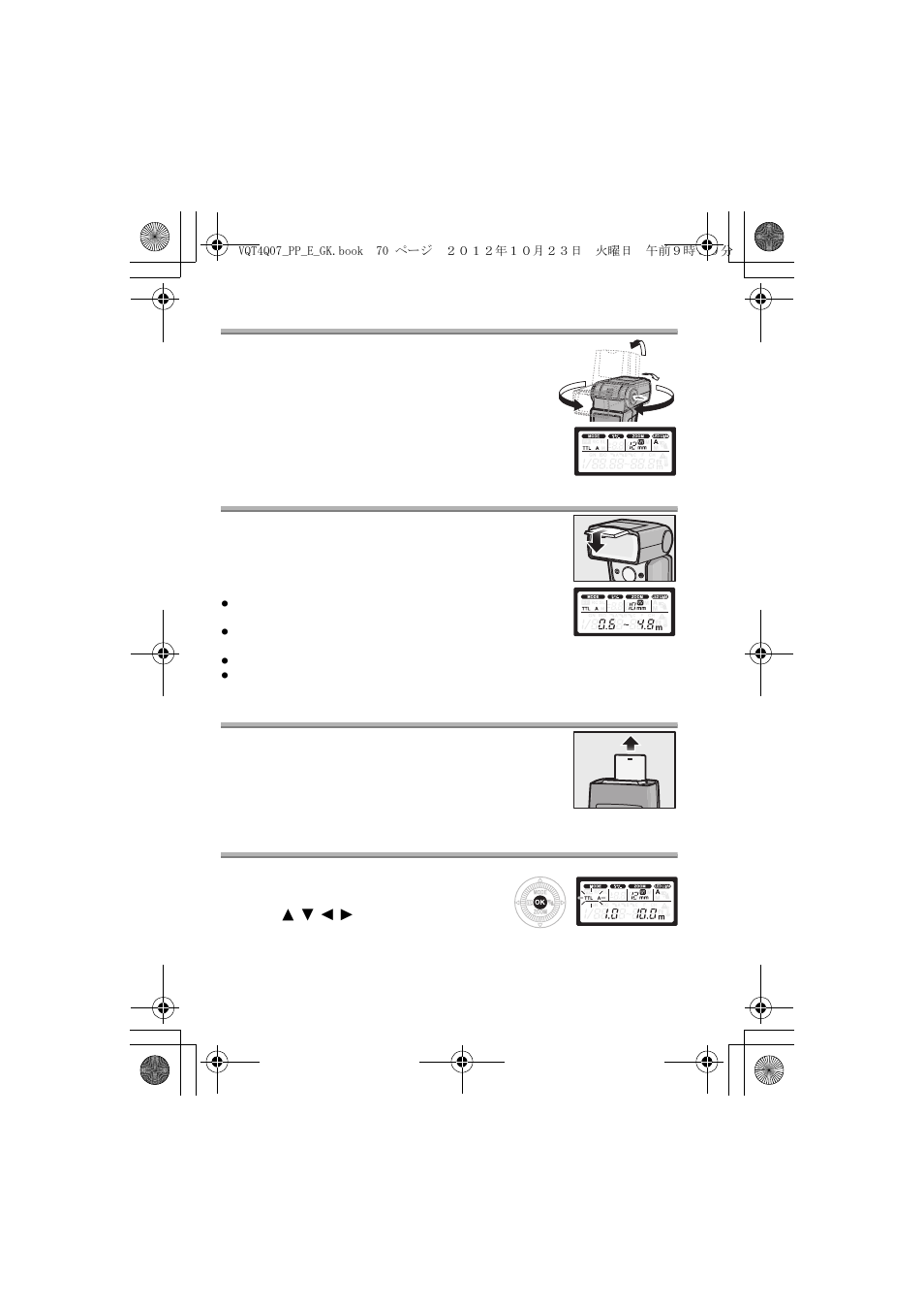 Arreglo del ángulo de irradiación, Uso del panel de gran angular, Uso de la placa de reflejo ocular | Otros ajustes | Panasonic DMW-FL360L User Manual | Page 70 / 165