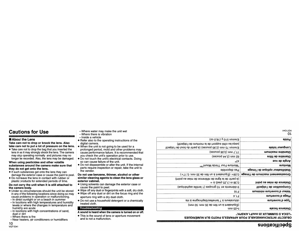 Cautions for use | Panasonic L-X025 User Manual | Page 10 / 40