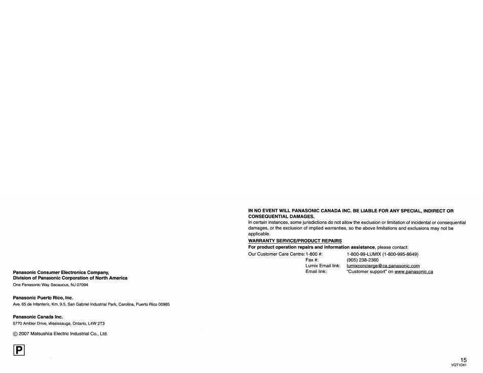 Panasonic L-X025 User Manual | Page 15 / 40