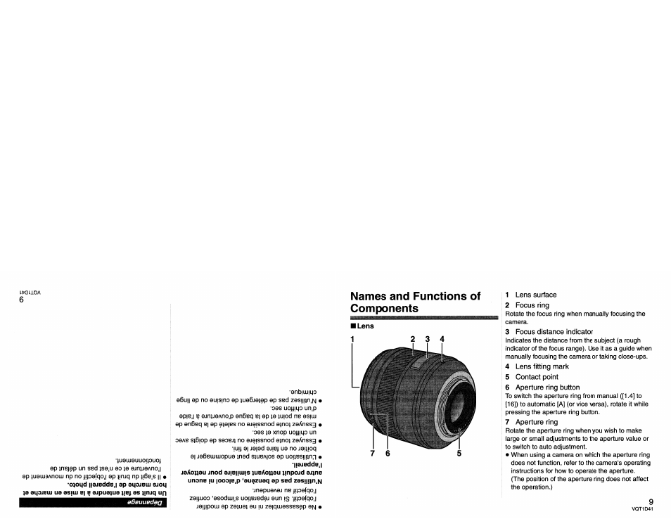 Names and functions of components | Panasonic L-X025 User Manual | Page 9 / 40