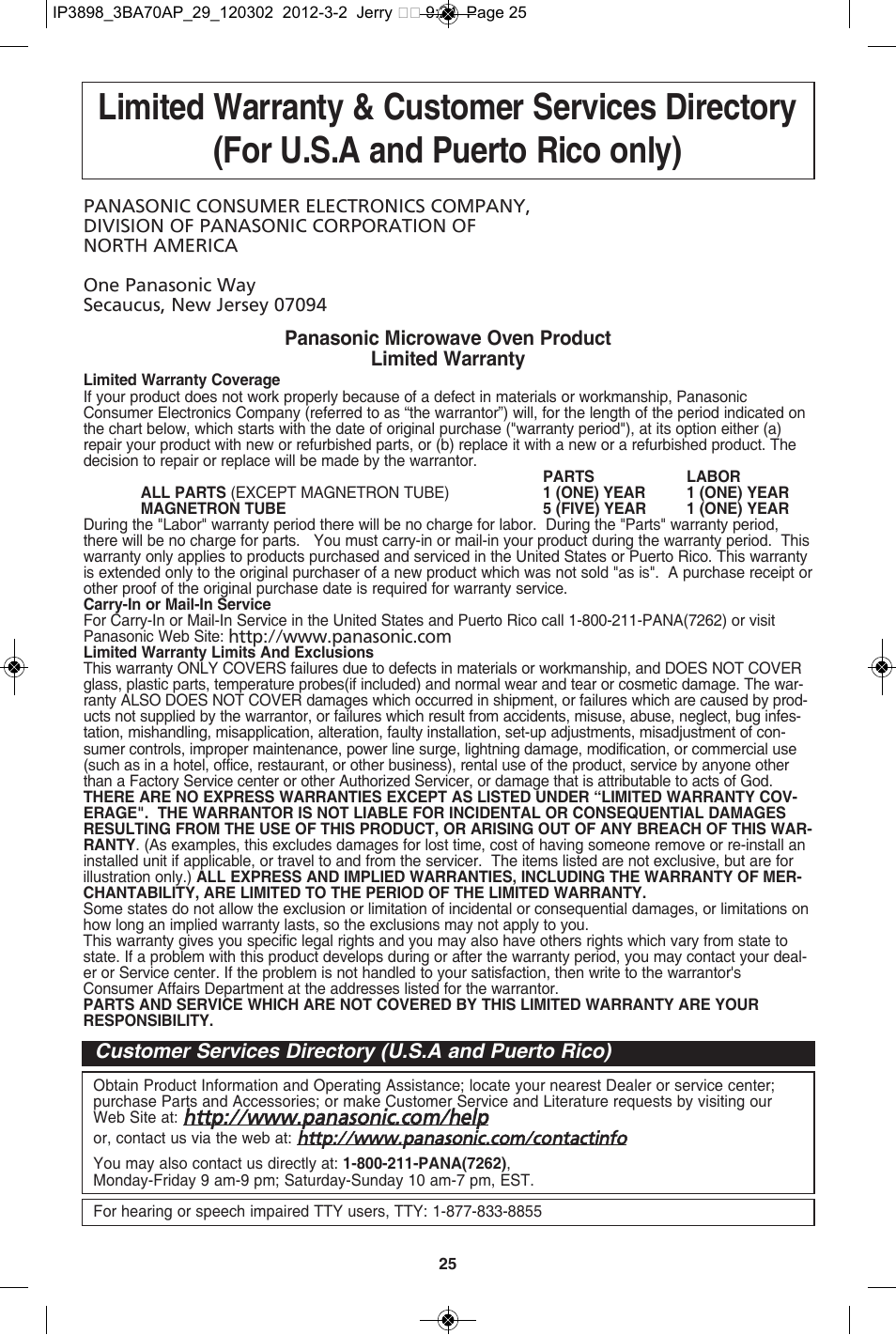 Panasonic NN-SD372S User Manual | Page 27 / 30