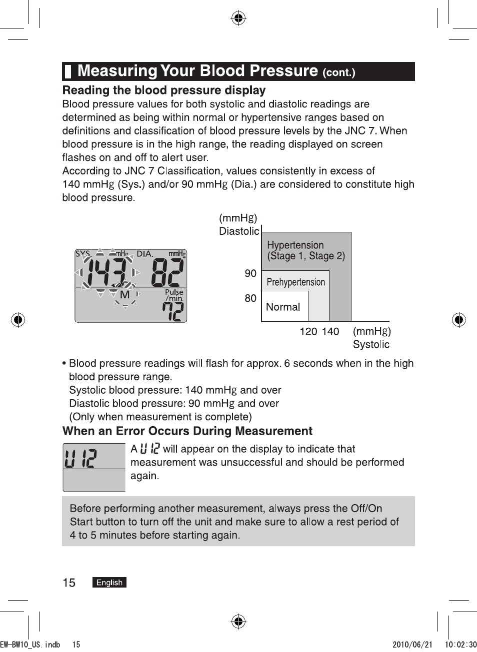 I measuring your blood pressure | Panasonic EW-BW10W User Manual | Page 16 / 27