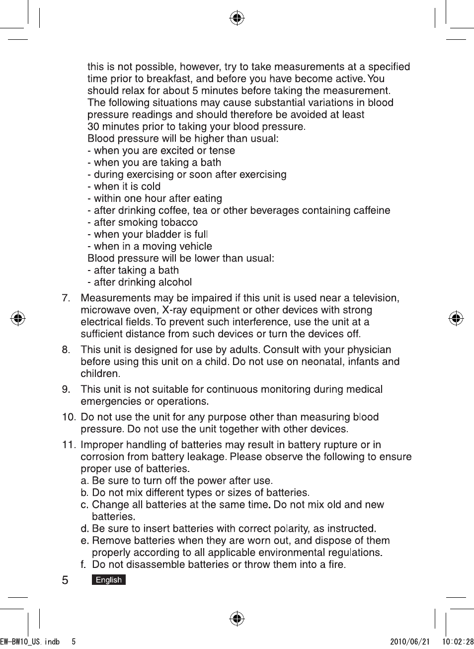 Panasonic EW-BW10W User Manual | Page 6 / 27