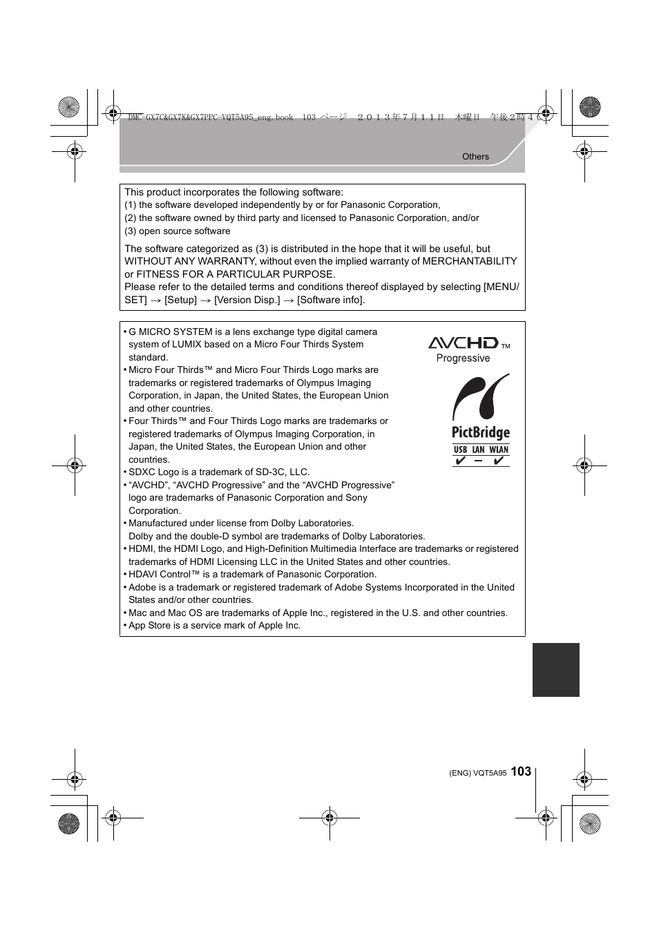 Panasonic DMC-GX7SBODY User Manual | Page 103 / 104