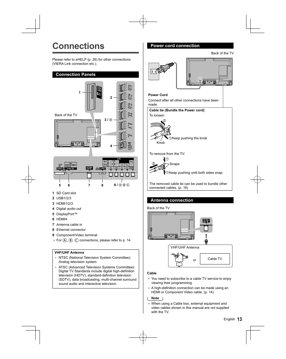 Connections | Panasonic TC-58AX800U User Manual | Page 13 / 38