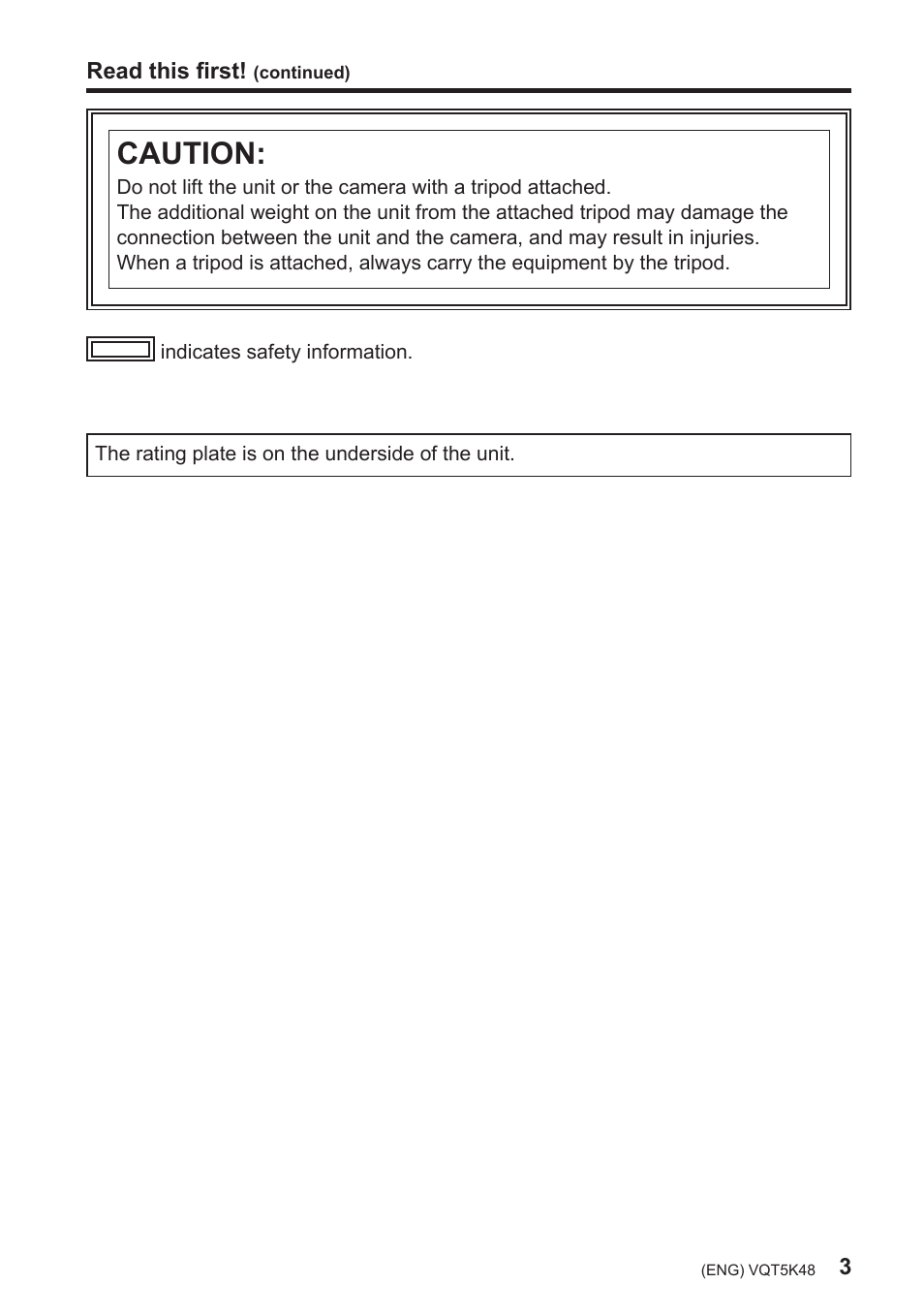 Caution | Panasonic DMW-YAGH User Manual | Page 3 / 18