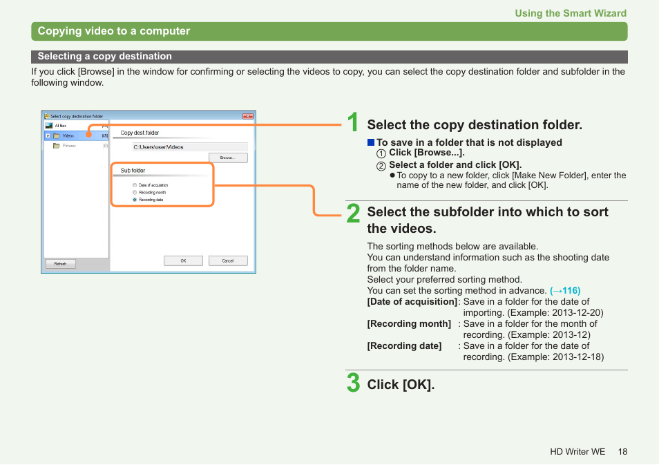 Selecting a copy destination | Panasonic HX-A100D User Manual | Page 18 / 128