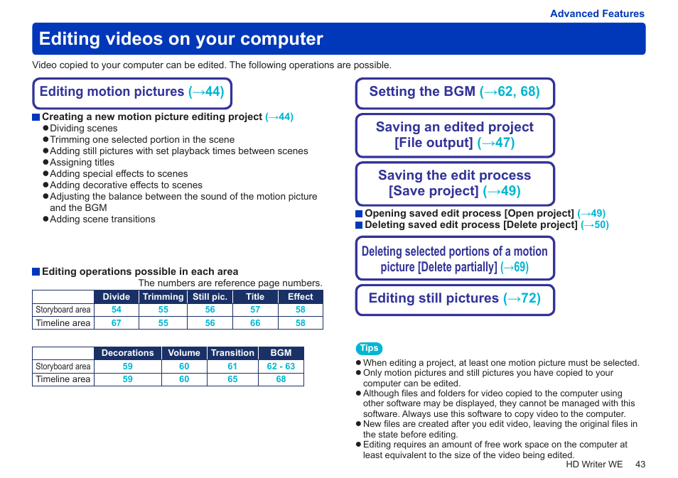 Editing videos on your computer | Panasonic HX-A100D User Manual | Page 43 / 128