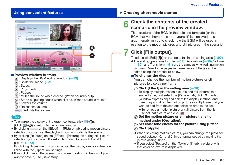 Click [file output | Panasonic HX-A100D User Manual | Page 87 / 128