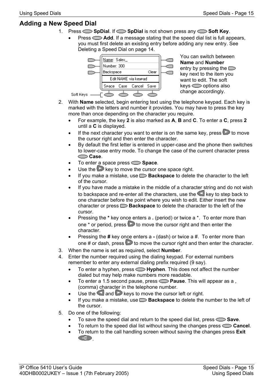 Adding a new speed dial | Avaya OFFICE 5410 User Manual | Page 15 / 59