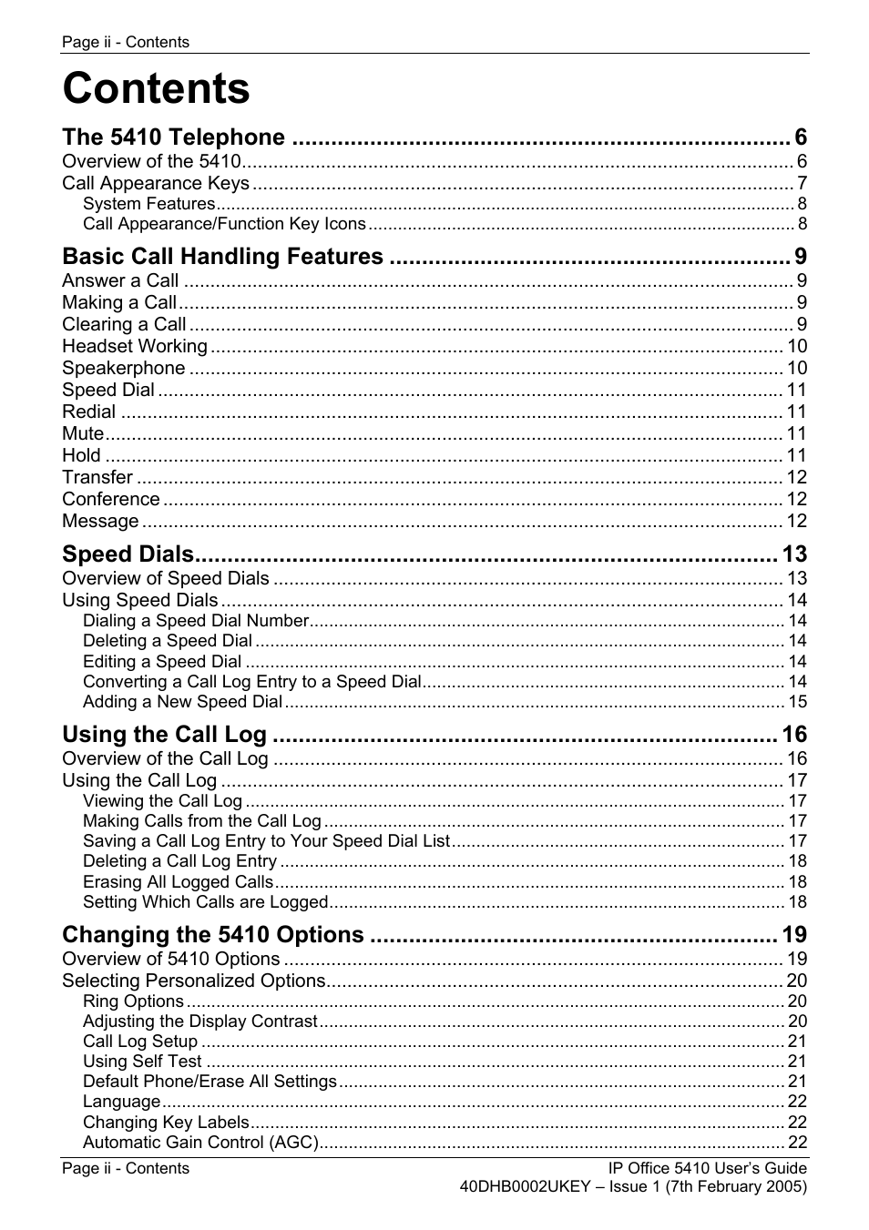 Avaya OFFICE 5410 User Manual | Page 2 / 59